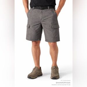 BC Clothing Men’s 40 Grey Stretch Cargo Shorts Elastic Waist Utility